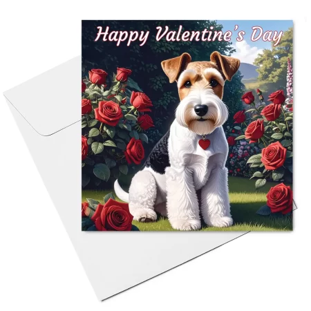 wire hair fox terrier valentine card & envelope