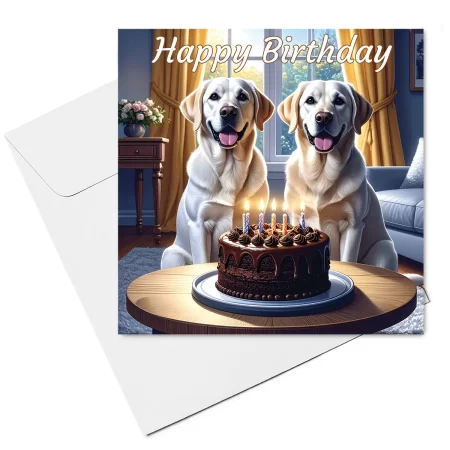 yellow labrador birthday card & envelope