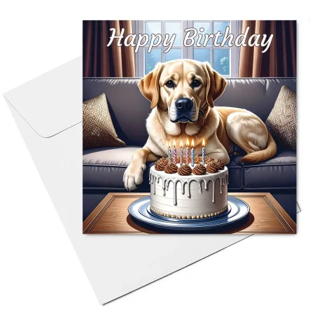 yellow labrador birthday card & envelope