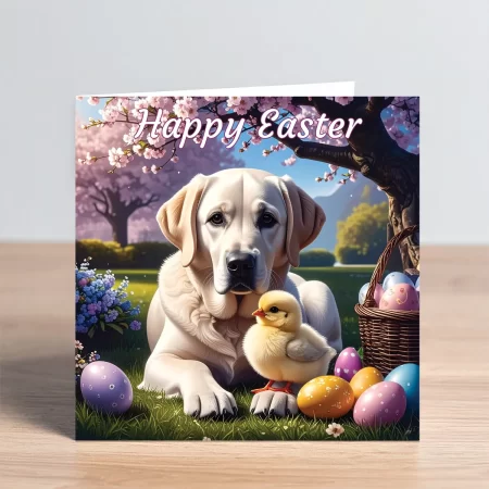 yellow labrador easter card