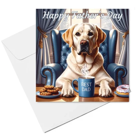 yellow labrador fathers day card & envelope