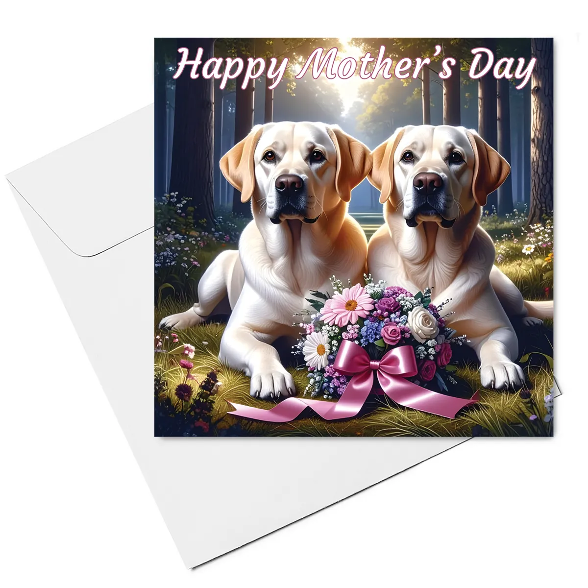 yellow labrador mothers day card & envelope