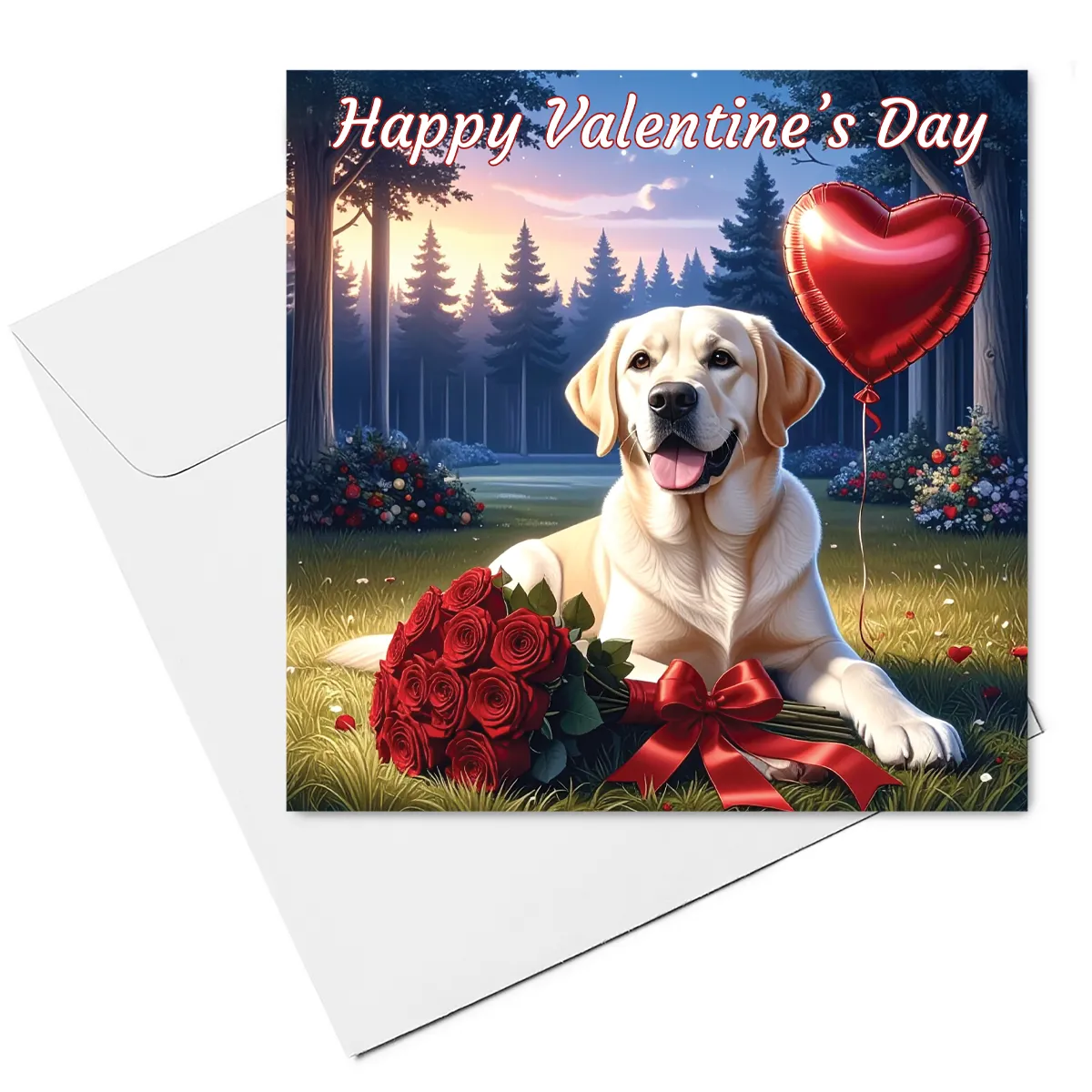 yellow labrador valentines card & envelope